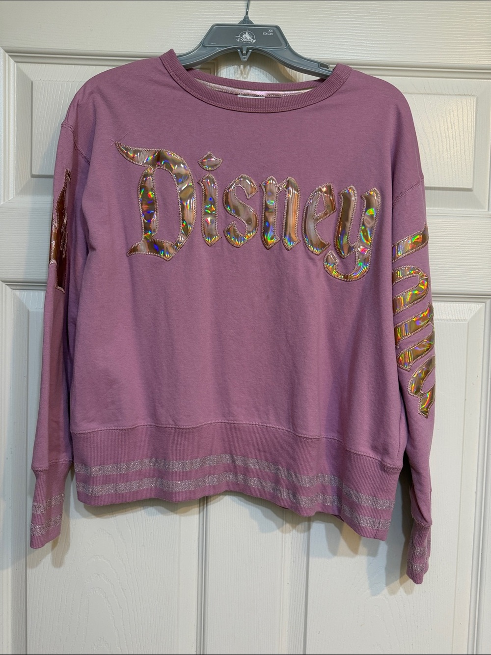 Disney Women's Lavender Holographic Logo Sweatshirt